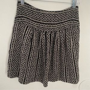 Madewell Mini Skirt Black White Patterned Silk Size 0